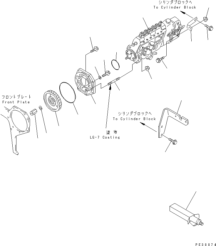 Komatsu parts book diagram for S6D95L-1NN S/N 106426-UP: FUEL INJECTION PUMP MOUNTING