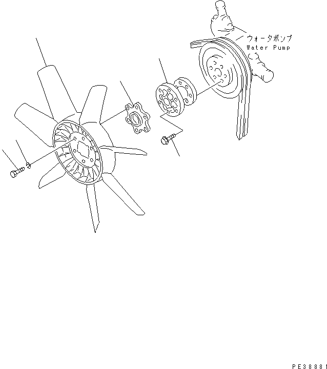 Komatsu parts book diagram for S6D95L-1NN S/N 106426-UP: COOLING FAN