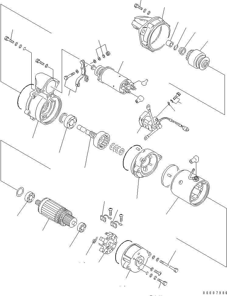 Komatsu parts book diagram for S6D95L-1NN S/N 106426-UP: STARTING MOTOR (5.5KW) (INNER PARTS)