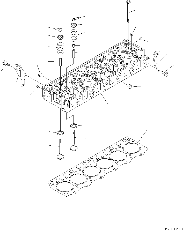 Komatsu parts book diagram for S6D95L-1F S/N 23413-UP: CYLINDER HEAD