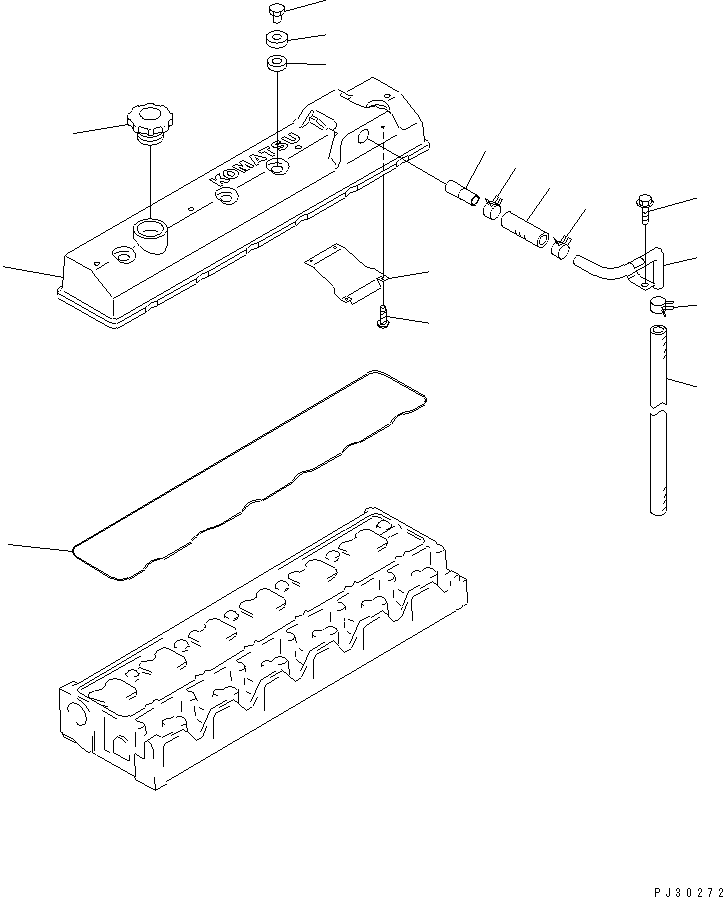 Komatsu parts book diagram for S6D95L-1F S/N 23413-UP: CYLINDER HEAD COVER