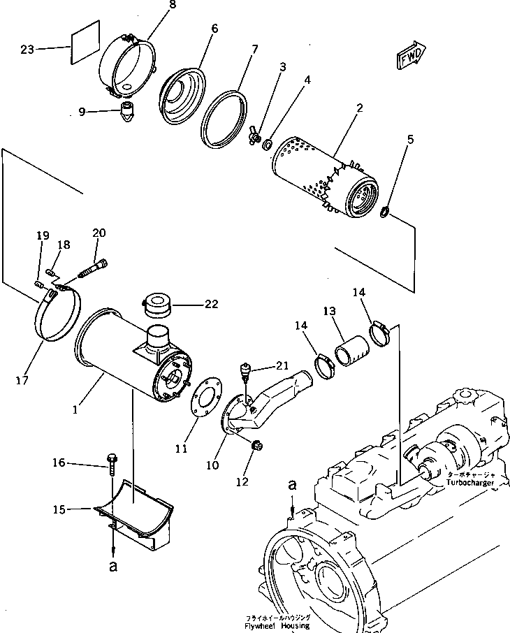 Komatsu parts book diagram for S6D95L-1F S/N 23413-UP: AIR CLEANER