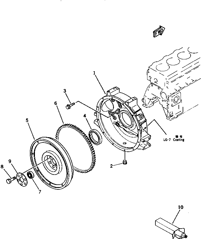 Komatsu parts book diagram for S6D95L-1F S/N 23413-UP: FLYWHEEL AND FLYWHEEL HOUSING