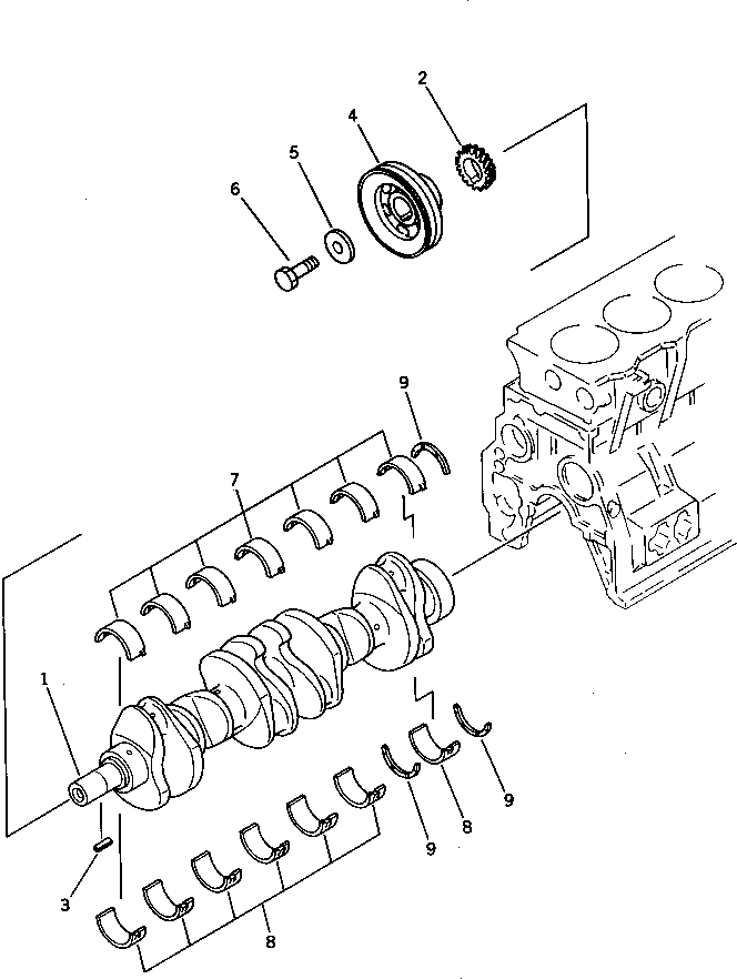 Komatsu parts book diagram for S6D95L-1F S/N 23413-UP: CRANKSHAFT