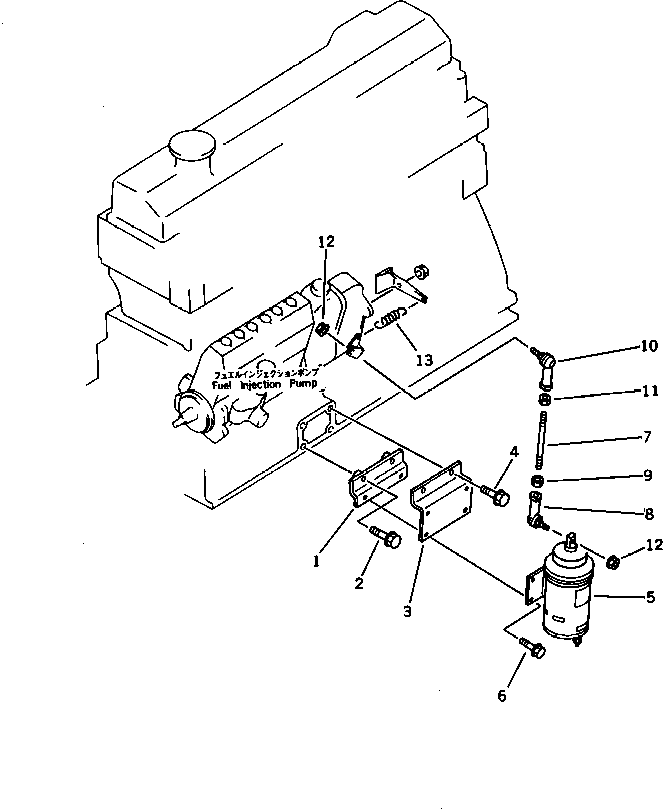 Komatsu parts book diagram for S6D95L-1F S/N 23413-UP: SOLENOID AND MOUNTING