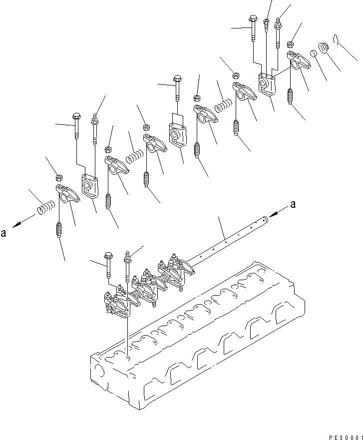 Komatsu parts book diagram for S6D95L-1Q S/N 27756-UP: ROCKER ARM