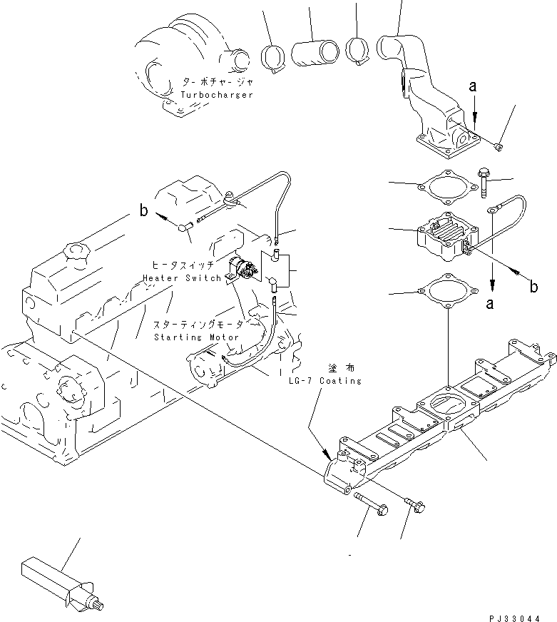Komatsu parts book diagram for S6D95L-1Q S/N 27756-UP: AIR INTAKE MANIFOLD AND CONNECTION(#27756-36037)
