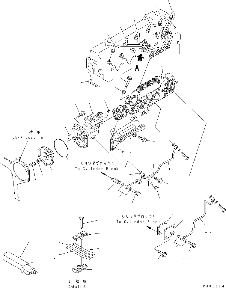 Komatsu parts book diagram for S6D95L-1Q S/N 27756-UP: FUEL INJECTION PUMP AND PIPING (WITH AIR COMPRESSOR TYPE)