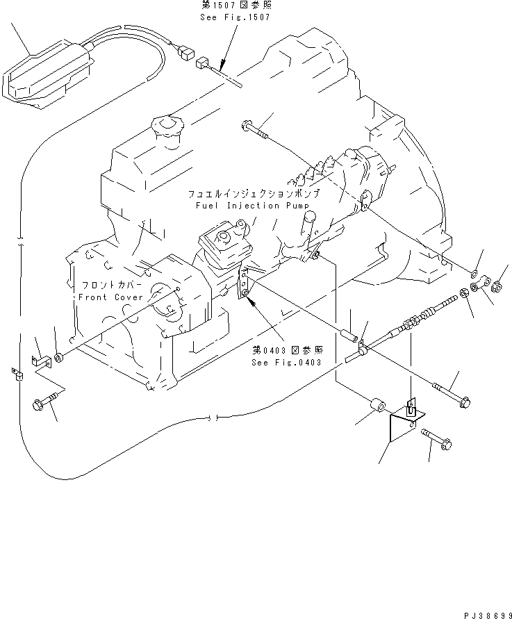 Komatsu parts book diagram for S6D95L-1Q S/N 27756-UP: ENGINE STOP MOTOR AND MOUNTING (WITH AIR COMPRESSOR TYPE)(#92603-)