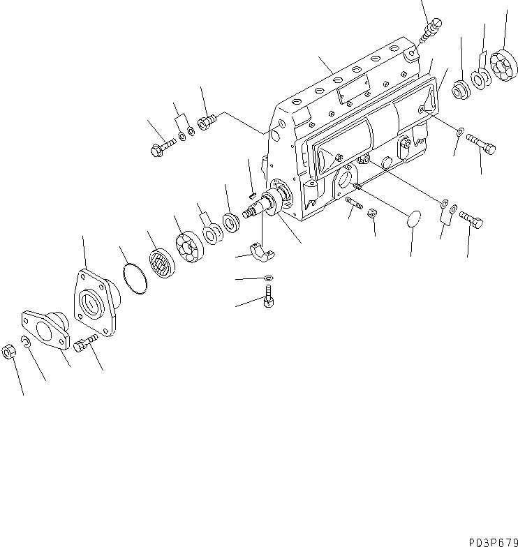 Komatsu parts book diagram for S6D95L-1Q S/N 27756-UP: FUEL INJECTION PUMP (PUMP) (1/2) (WITH AIR COMPRESSOR TYPE)