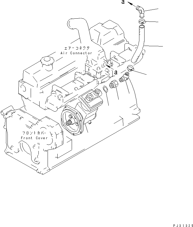 Komatsu parts book diagram for S6D95L-1Q S/N 27756-UP: AIR COMPRESSOR AND PIPING