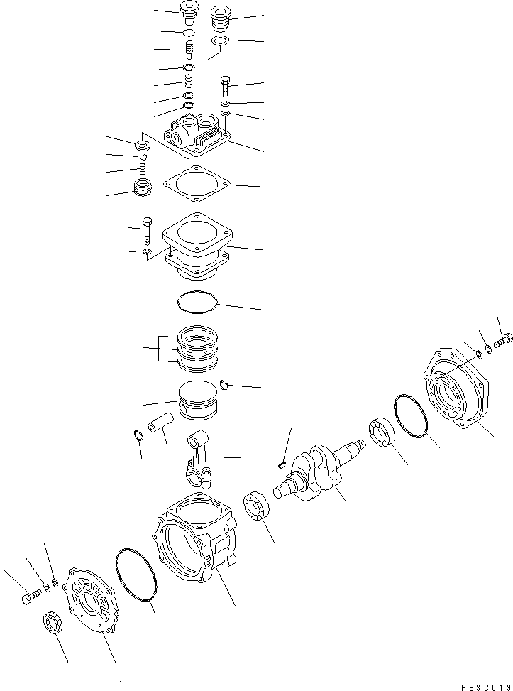 Komatsu parts book diagram for S6D95L-1Q S/N 27756-UP: AIR COMPRESSOR