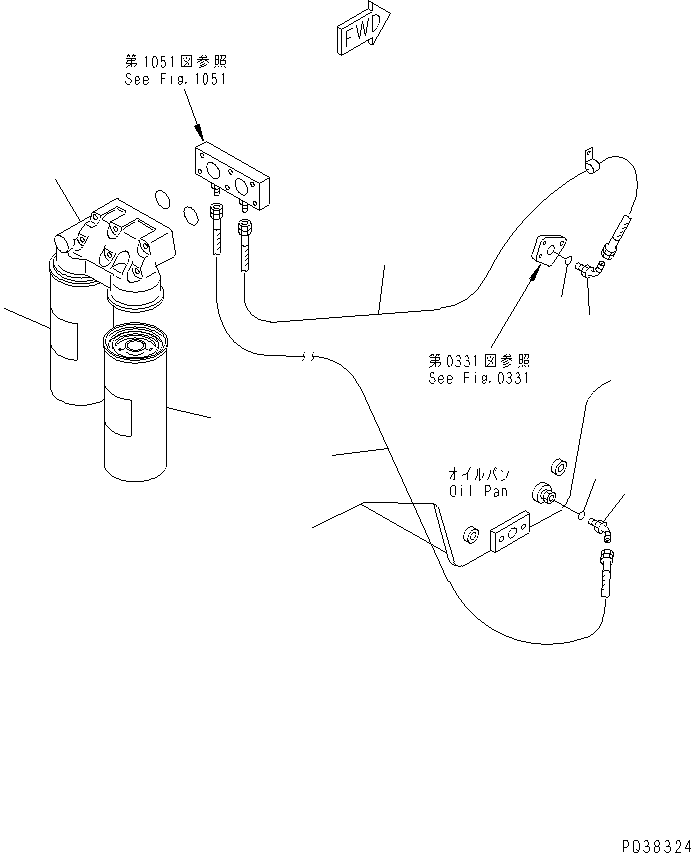 Engines Komatsu / SA12V140-1C S/N 10034-UP (ELECTRICAL GOVERNOR)(sa12v12c) / BYPASS FILTER AND PIPING(#10411-)(090060 : 0315)