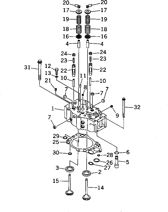 Komatsu parts book diagram for SA12V140-1M S/N 10517-UP: CYLINDER HEAD (JCI SPEC.)