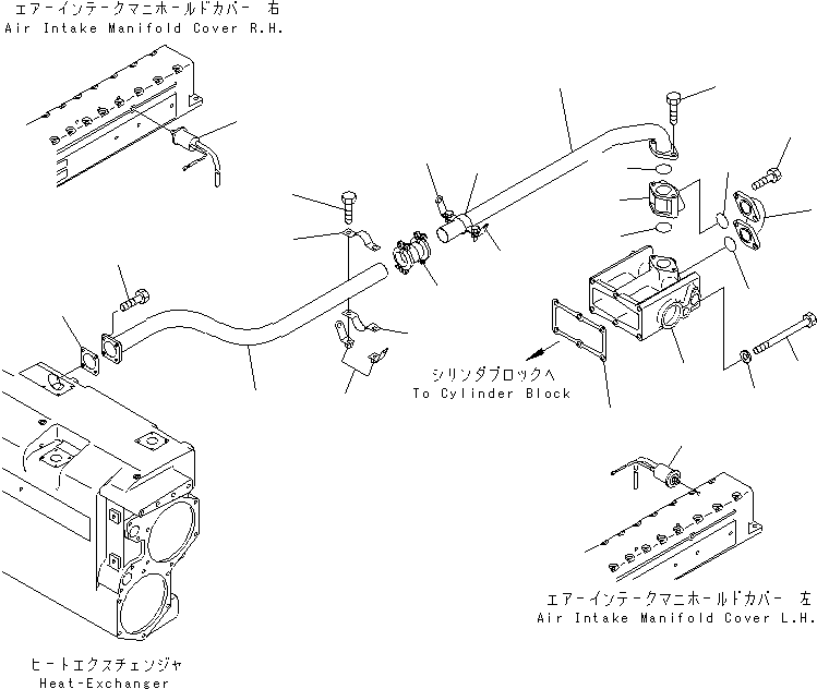 Komatsu parts book diagram for SA12V140-1M S/N 10517-UP: WATER PIPING (2/2) (JG SPEC.)