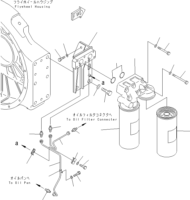 Komatsu parts book diagram for SA12V140-1M S/N 10517-UP: BYPASS FILTER (FOR STEEL OIL PAN)
