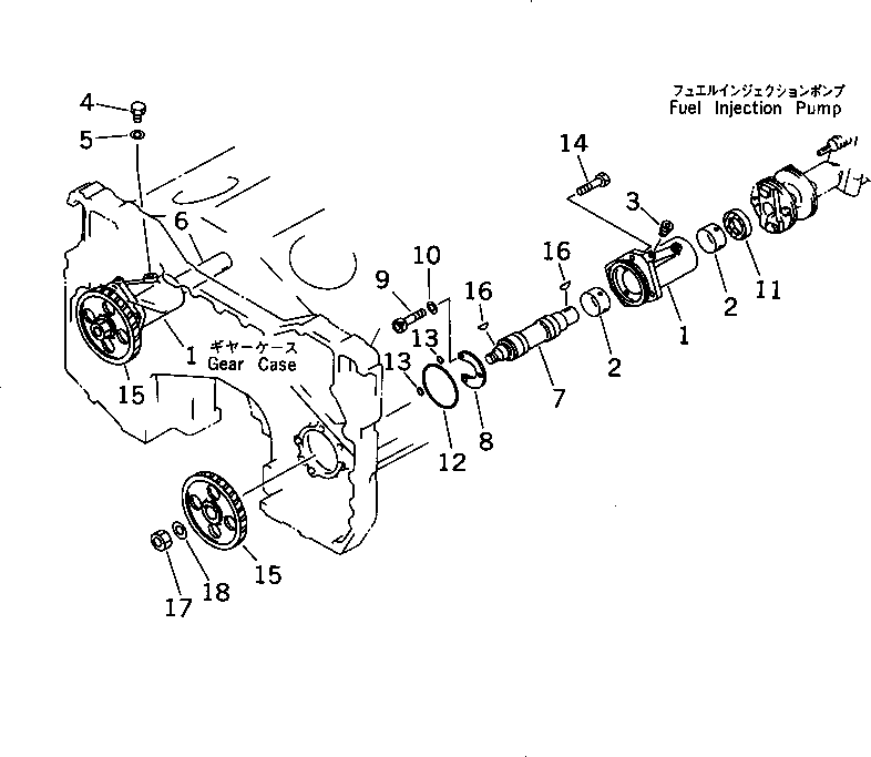 Komatsu parts book diagram for SA12V140-1M S/N 10517-UP: FUEL INJECTION PUMP DRIVE