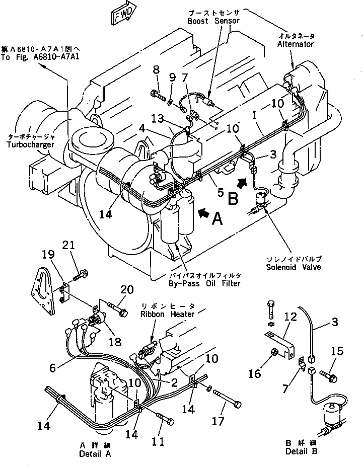 Komatsu parts book diagram for SA12V140-1M S/N 10517-UP: ENGINE WIRING (2/2) (JG SPEC.)