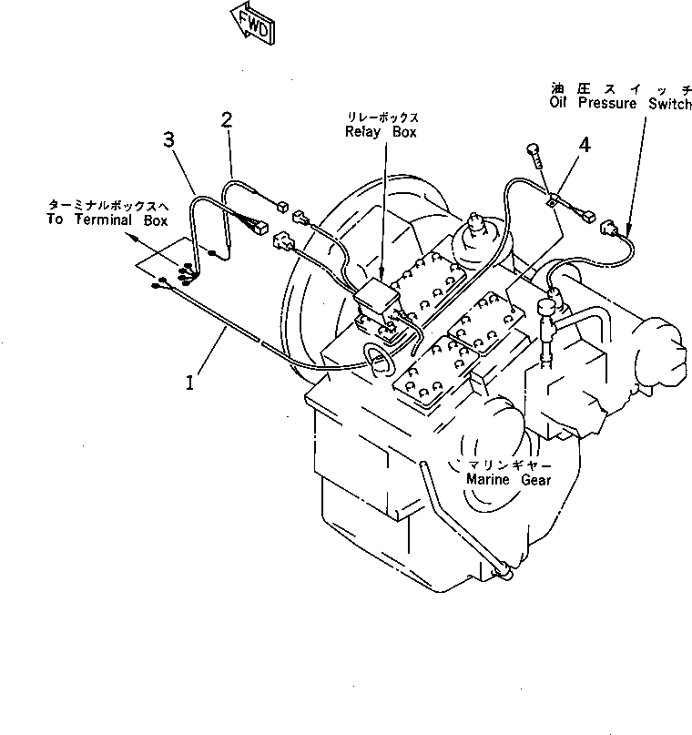 Komatsu parts book diagram for SA12V140-1M S/N 10517-UP: MARINE GEAR WIRING (JG SPEC.)