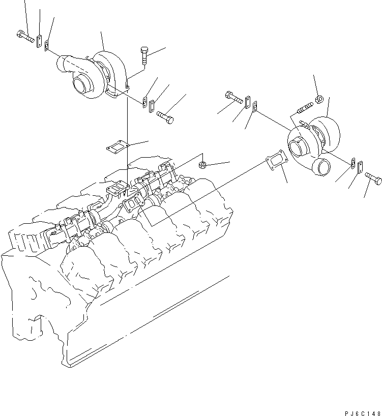 Engines Komatsu / SA12V140-1U-A S/N 10001-UP(sa12v1ic) / TURBOCHARGER MOUNTING (HIGH ALTITUDE SPEC.)(#13101-)(030220 : A1530-A7C7)