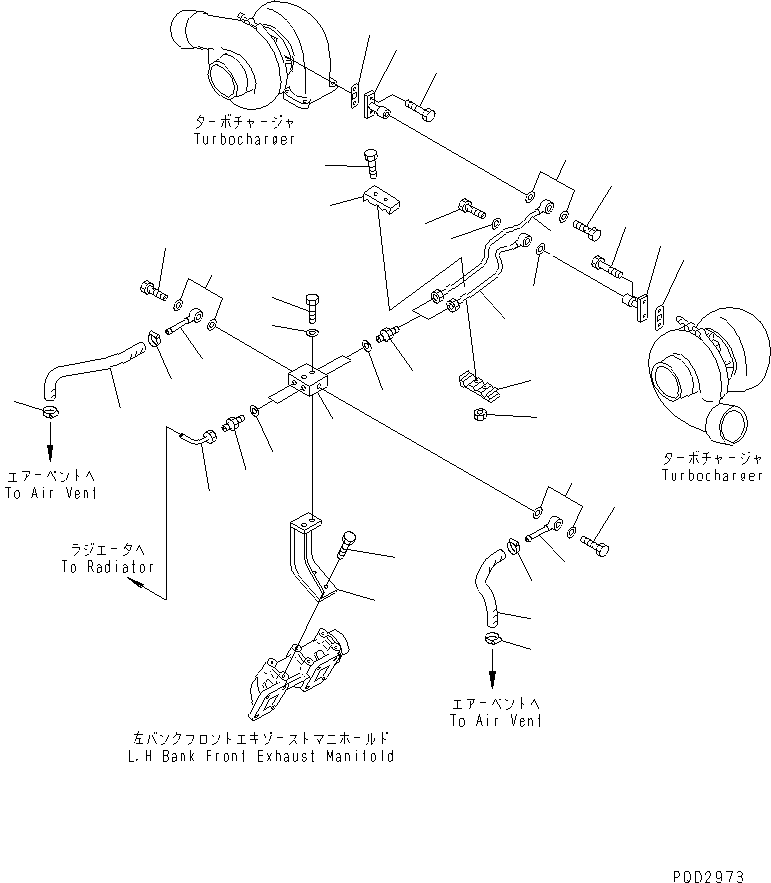 Engines Komatsu / SA12V140-1U-A S/N 10001-UP(sa12v1ic) / TURBOCHARGER COOLING (WATER OUTLET LINE) (WATER COOL SPEC.) (FOR HD785-5)(#11834-12363)(030360 : A1530-V7A9B)