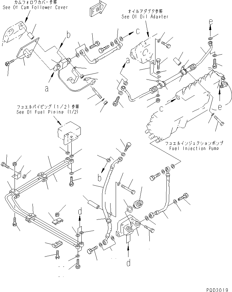 Engines Komatsu / SA12V140-1U-A S/N 10001-UP(sa12v1ic) / FUEL PIPING (R.H. BANK) (FOR ELECTRICAL GOVERNOR)(#11755-12363)(031950 : A4110-C7C6)