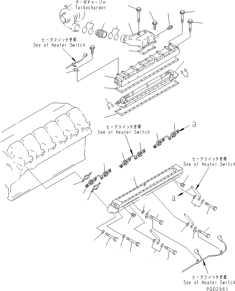 Engines Komatsu / SA12V140-1Q-A S/N 10001-UP(sa12v1jc) / AIR INTAKE MANIFOLD AND AFTER COOLER (L.H. BANK)(#10909-)(030080 : A1310-A7A8A)