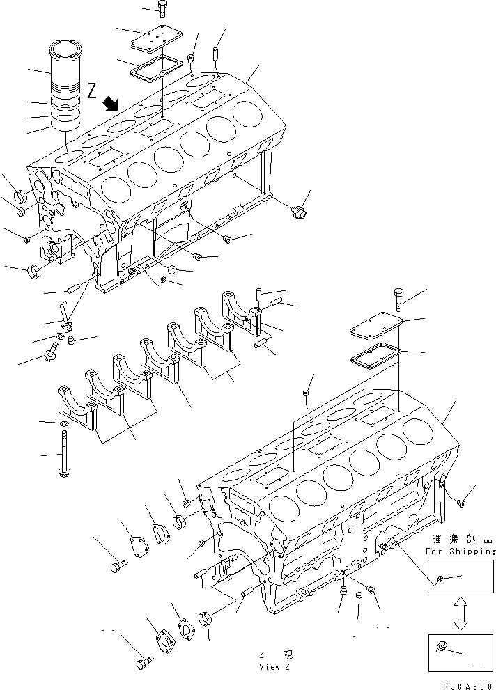 Engines Komatsu / SA12V140-1Q-A S/N 10001-UP(sa12v1jc) / CYLINDER BLOCK(#10909-11858)(030390 : A2010-A7A9)