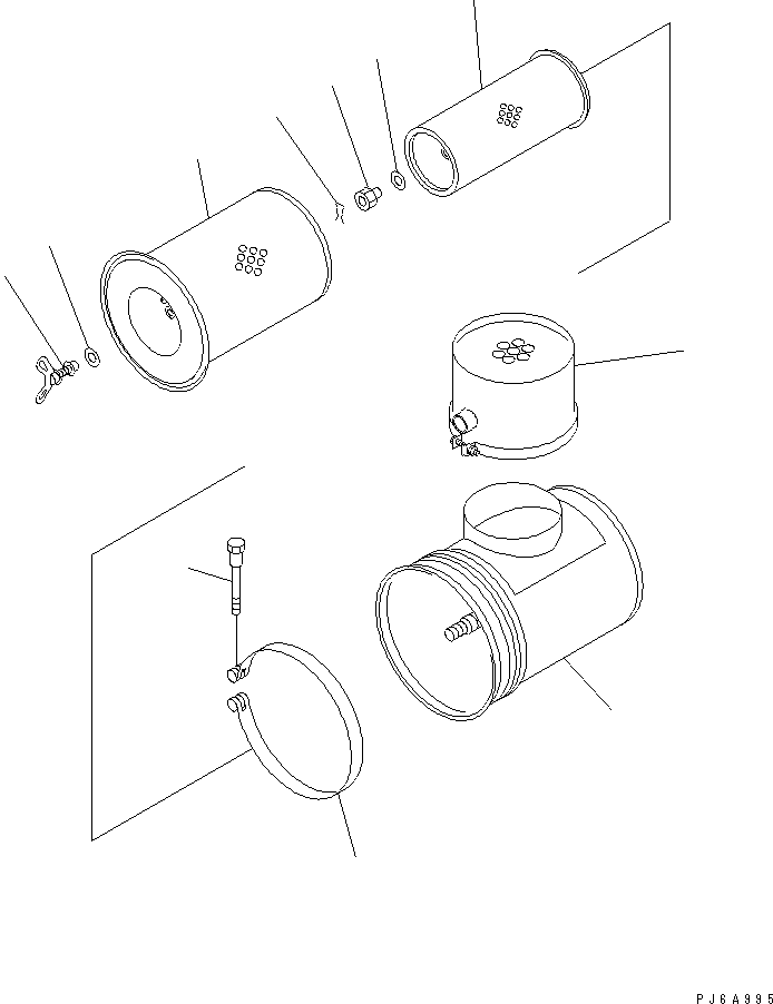 Komatsu parts book diagram for SA12V140-1E-A S/N 10001-UP: AIR CLEANER AND PRE CLEANER(#10100-11925)
