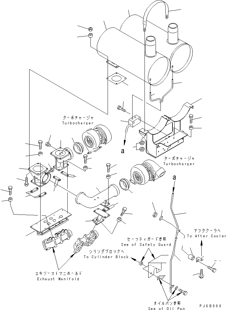Komatsu parts book diagram for SA12V140-1E-A S/N 10001-UP: MUFFLER(#10100-11053)
