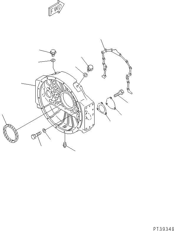 Komatsu parts book diagram for SA12V140-1E-A S/N 10001-UP: FLYWHEEL HOUSING