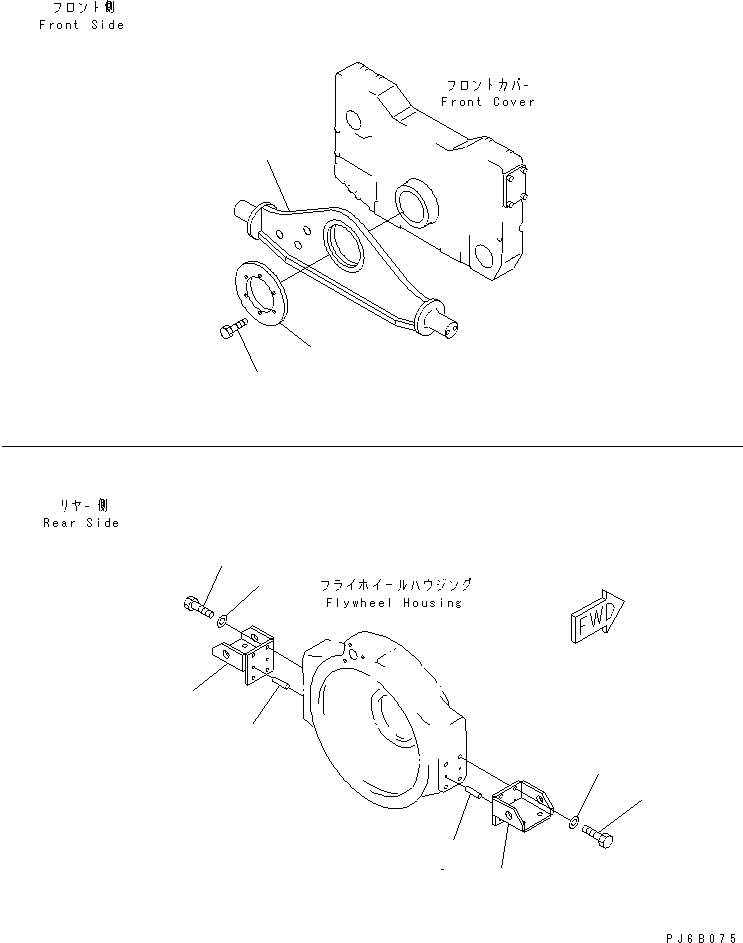 Komatsu parts book diagram for SA12V140-1E-A S/N 10001-UP: ENGINE SUPPORT AND BRACKET(#10100-)