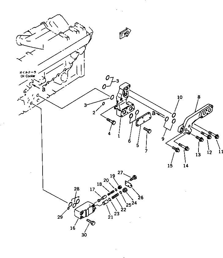 Komatsu parts book diagram for SA12V140-1E-A S/N 10001-UP: OIL ADAPTER(#10100-10390)