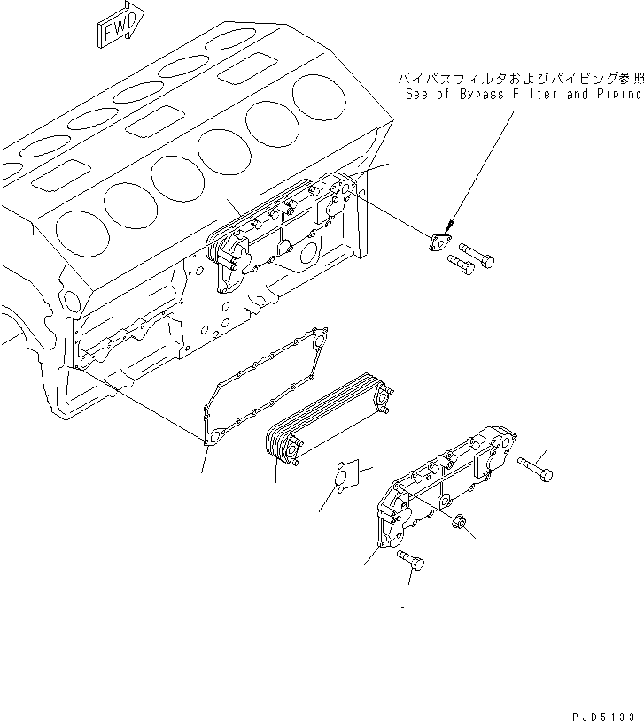 Komatsu parts book diagram for SA12V140-1E-A S/N 10001-UP: OIL COOLER (WITH BLOCK HEATER)(#11931-11994)