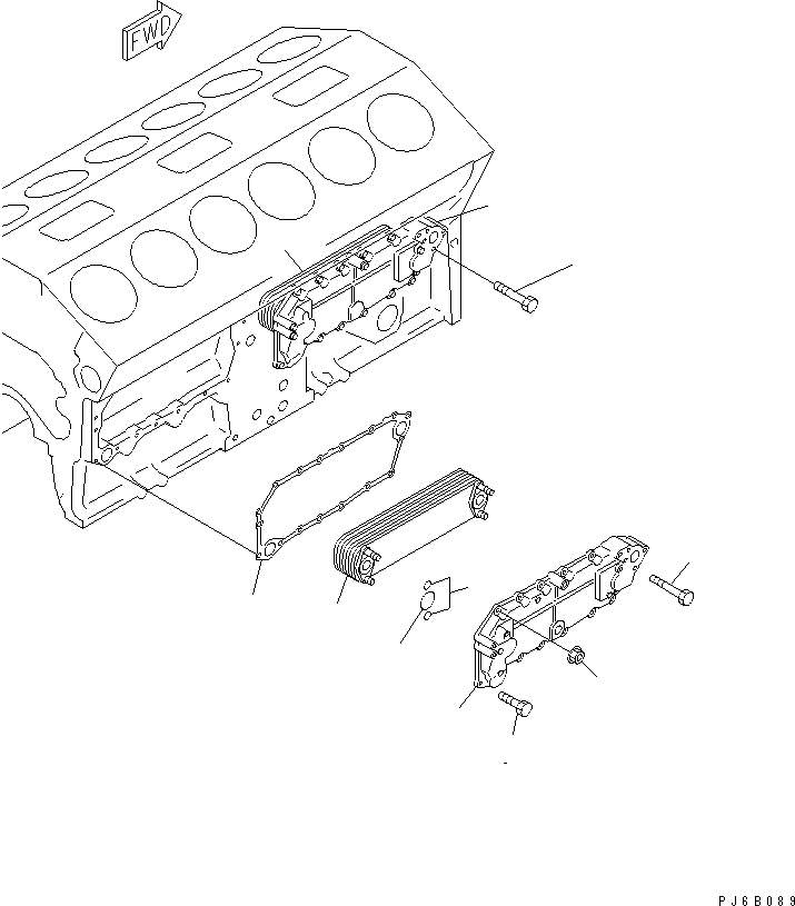 Komatsu parts book diagram for SA12V140-1E-A S/N 10001-UP: OIL COOLER (WITH BLOCK HEATER)(#11995-)