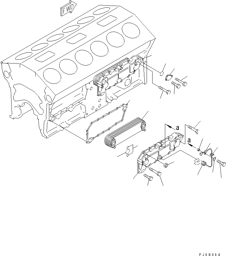 Komatsu parts book diagram for SA12V140-1E-A S/N 10001-UP: OIL COOLER (WITH BLOCK HEATER)(#11109-11930)