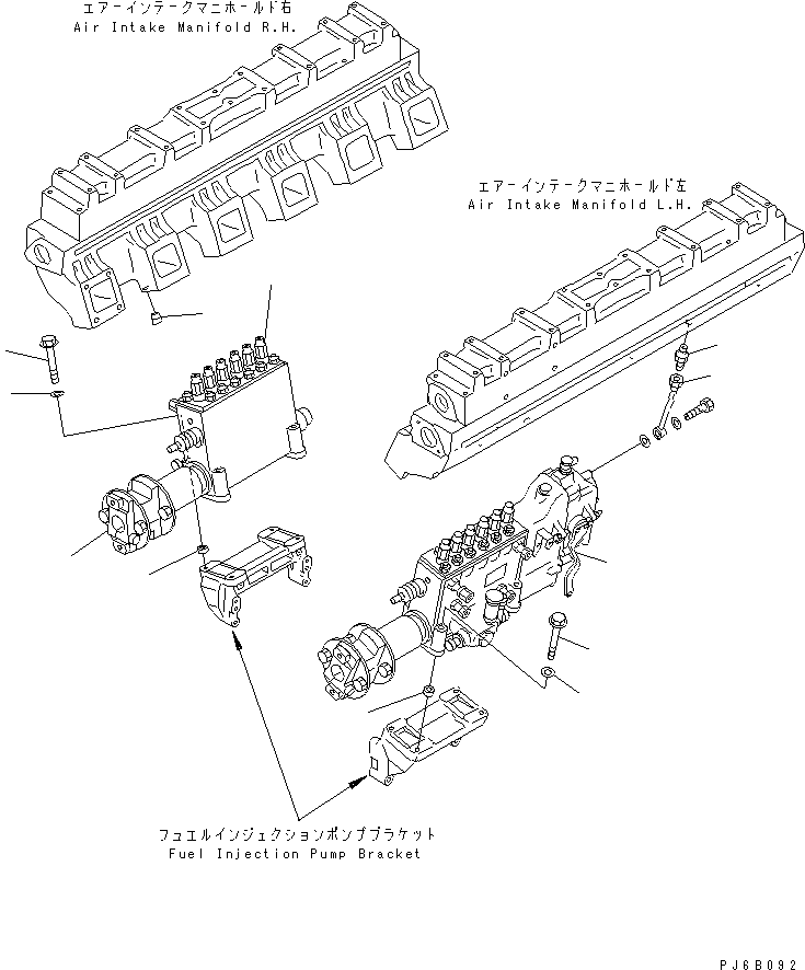Komatsu parts book diagram for SA12V140-1E-A S/N 10001-UP: FUEL INJECTION PUMP MOUNTING(#10100-)