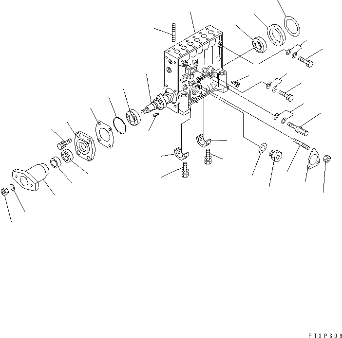 Komatsu parts book diagram for SA12V140-1E-A S/N 10001-UP: FUEL INJECTION PUMP (PUMP) (L.H.) (1/2) (INNER PARTS)(#10100-10297)