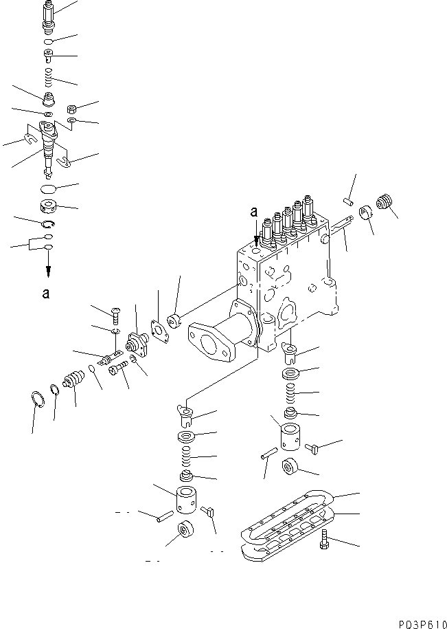 Komatsu parts book diagram for SA12V140-1E-A S/N 10001-UP: FUEL INJECTION PUMP (PUMP) (L.H.) (2/2) (INNER PARTS)(#10100-10297)