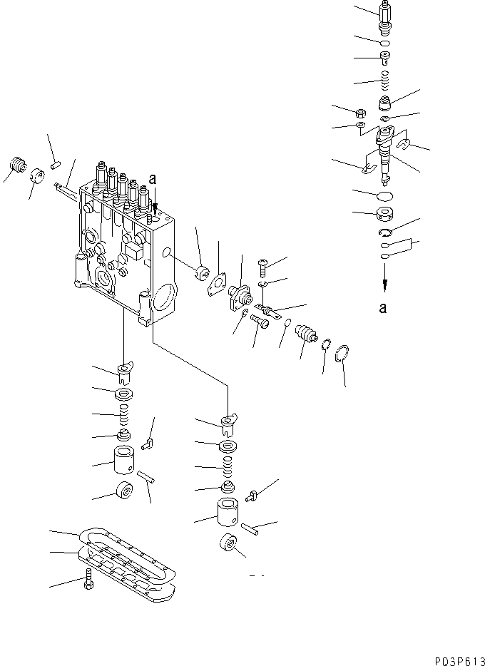 Komatsu parts book diagram for SA12V140-1E-A S/N 10001-UP: FUEL INJECTION PUMP (PUMP) (R.H.) (2/2) (INNER PARTS)(#10100-10297)