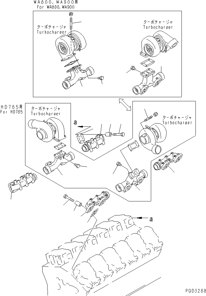 Komatsu parts book diagram for SA12V140-1R-A S/N 10001-UP: EXHAUST MANIFOLD(#11640-)