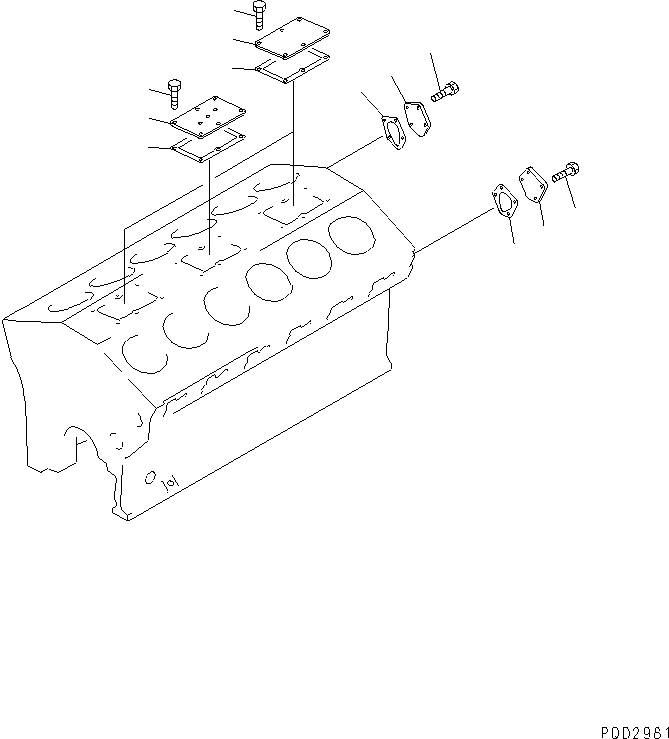 Komatsu parts book diagram for SA12V140-1R-A S/N 10001-UP: CYLINDER BLOCK COVER (WATER COOL SPEC.)(#11640-11858)