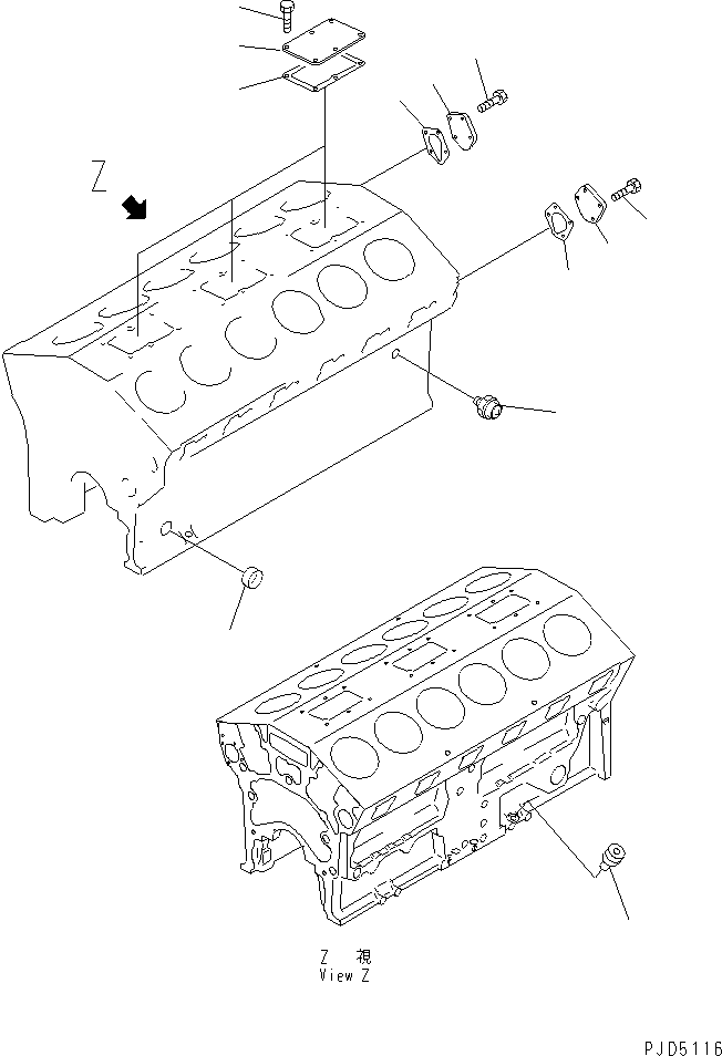 Komatsu parts book diagram for SA12V140-1R-A S/N 10001-UP: CYLINDER BLOCK RELATED PARTS(#11859-)