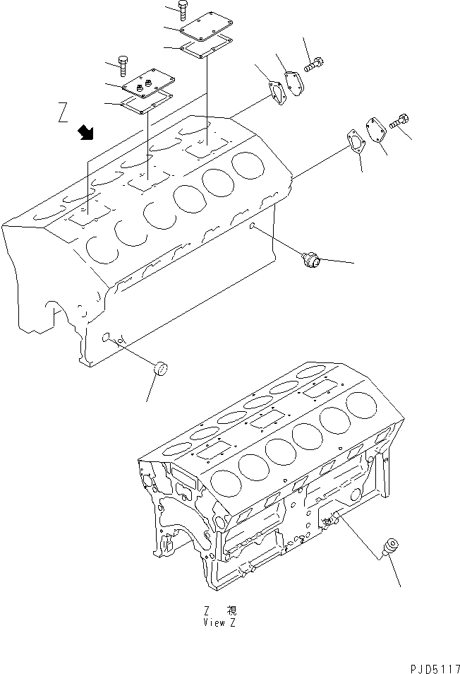 Komatsu parts book diagram for SA12V140-1R-A S/N 10001-UP: CYLINDER BLOCK RELATED PARTS (WATER COOL SPEC.)(#11859-)