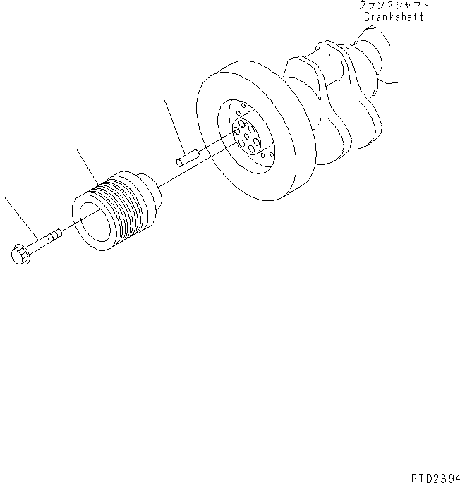 Komatsu parts book diagram for SA12V140-1R-A S/N 10001-UP: CRANK PULLEY (PULLEY DIAMETER 182MM)