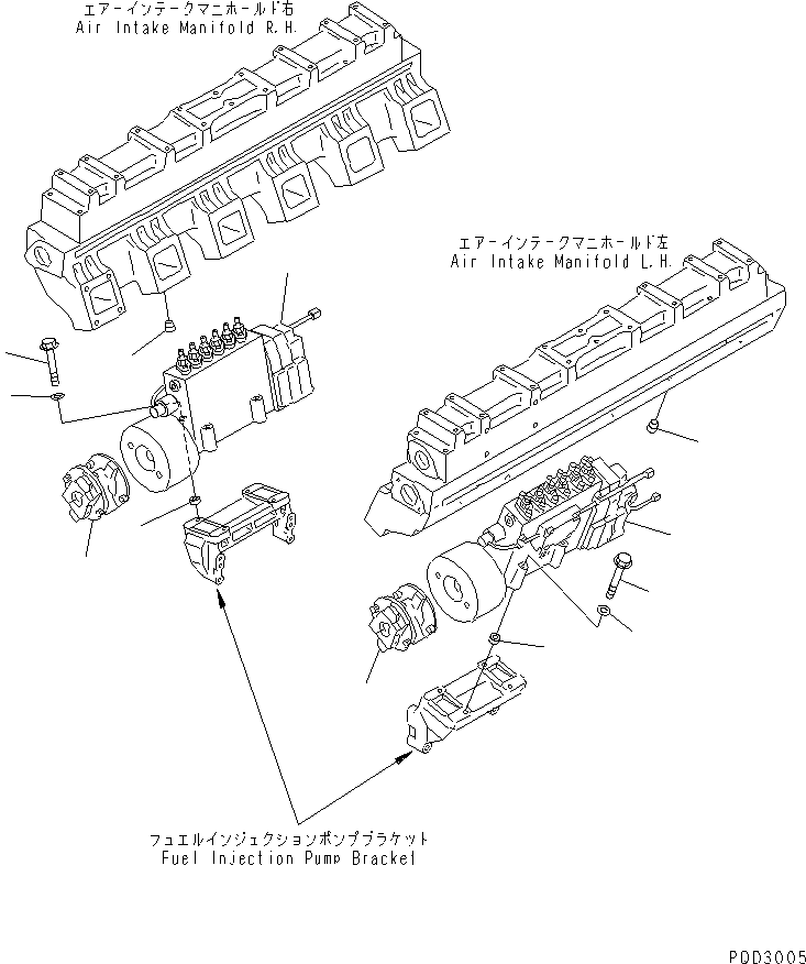 Komatsu parts book diagram for SA12V140-1R-A S/N 10001-UP: FUEL INJECTION PUMP MOUNTING (FOR ELECTRICAL GOVERNOR)(#10034-)