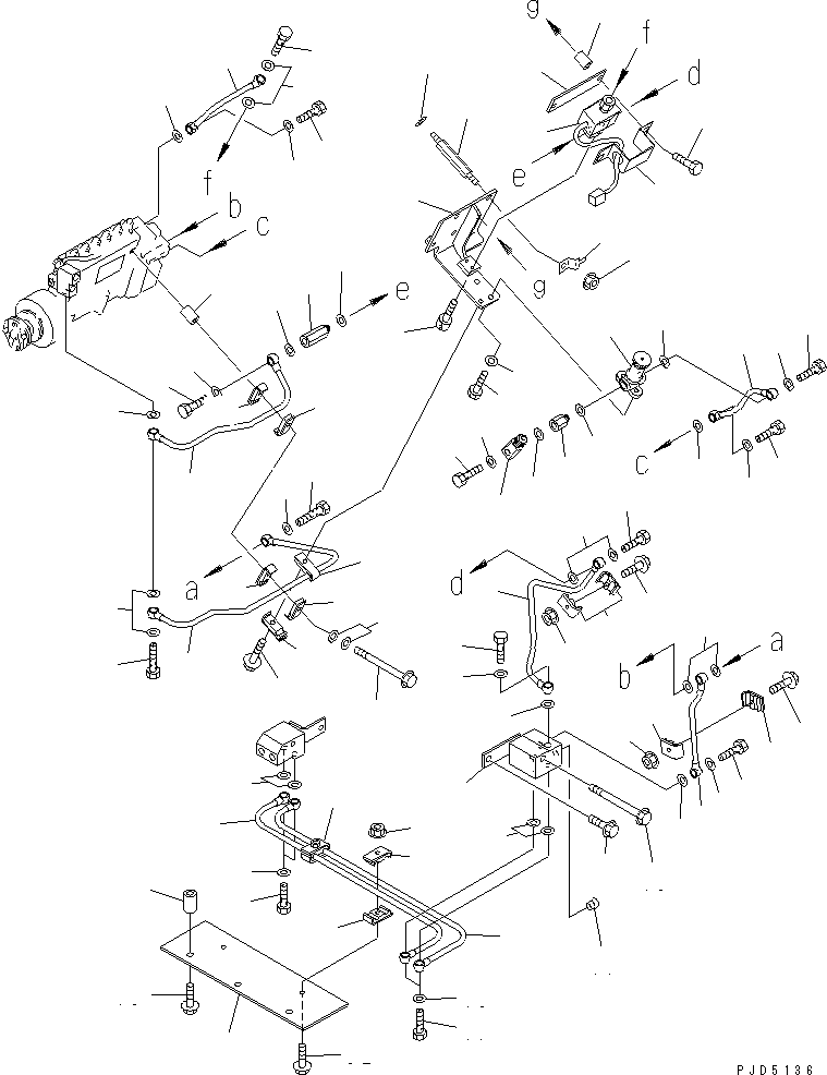 Komatsu parts book diagram for SA12V140-1R-A S/N 10001-UP: FUEL PIPING (L.H. BANK) (FOR ELECTRICAL GOVERNOR)(#11922-)
