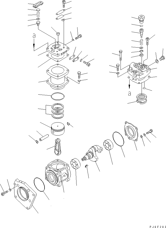 Komatsu parts book diagram for SA12V140-1R-A S/N 10001-UP: AIR COMPRESSOR (FRONT) (INNER PARTS)(#10001-13302)