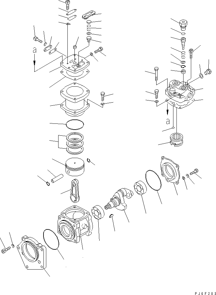 Komatsu parts book diagram for SA12V140-1R-A S/N 10001-UP: AIR COMPRESSOR (REAR) (INNER PARTS)(#10001-13302)