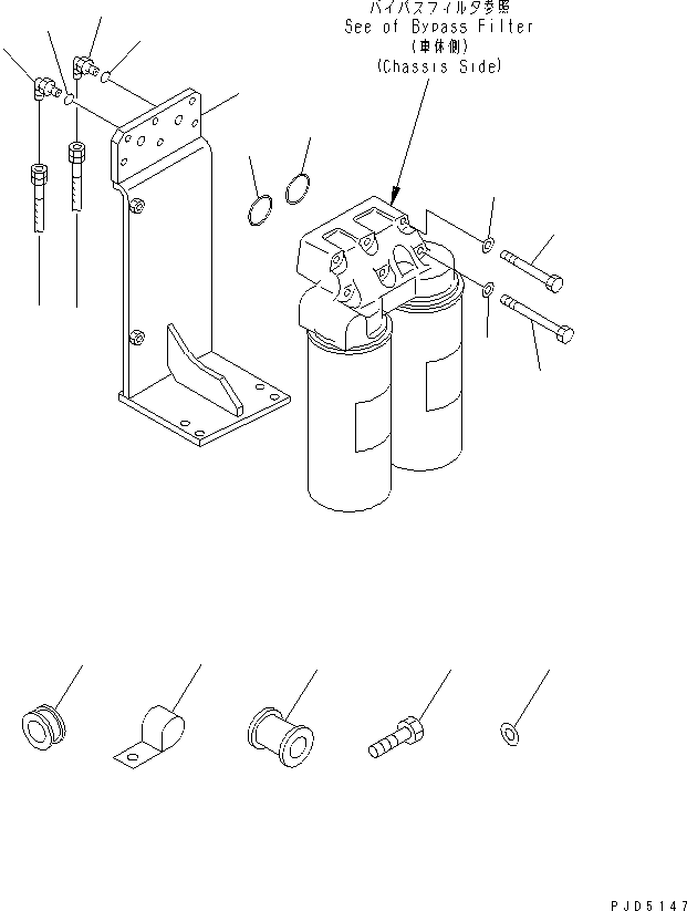 Komatsu parts book diagram for SA12V140-1R-A S/N 10001-UP: BYPASS FILTER BRACKET(#12378-)